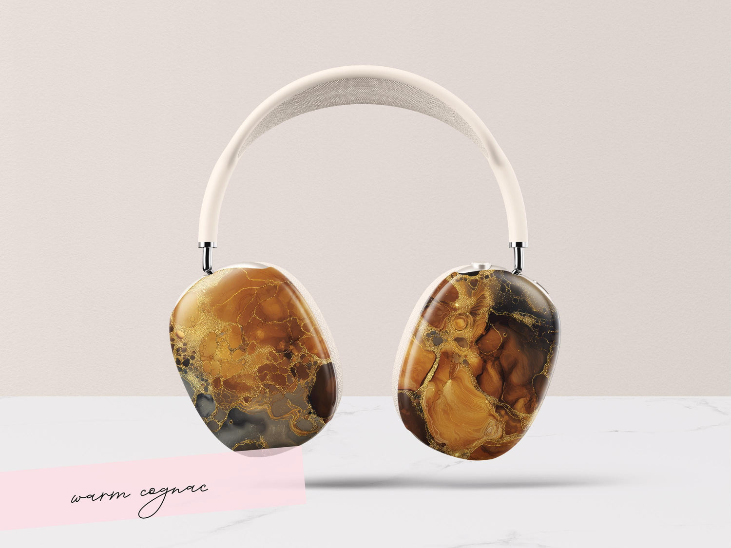 Custom Headphone Cover Tortoiseshell AirPod Max Case Personalized Gift for Guy Black Marble Design Style Accessory Classic Present for Him
