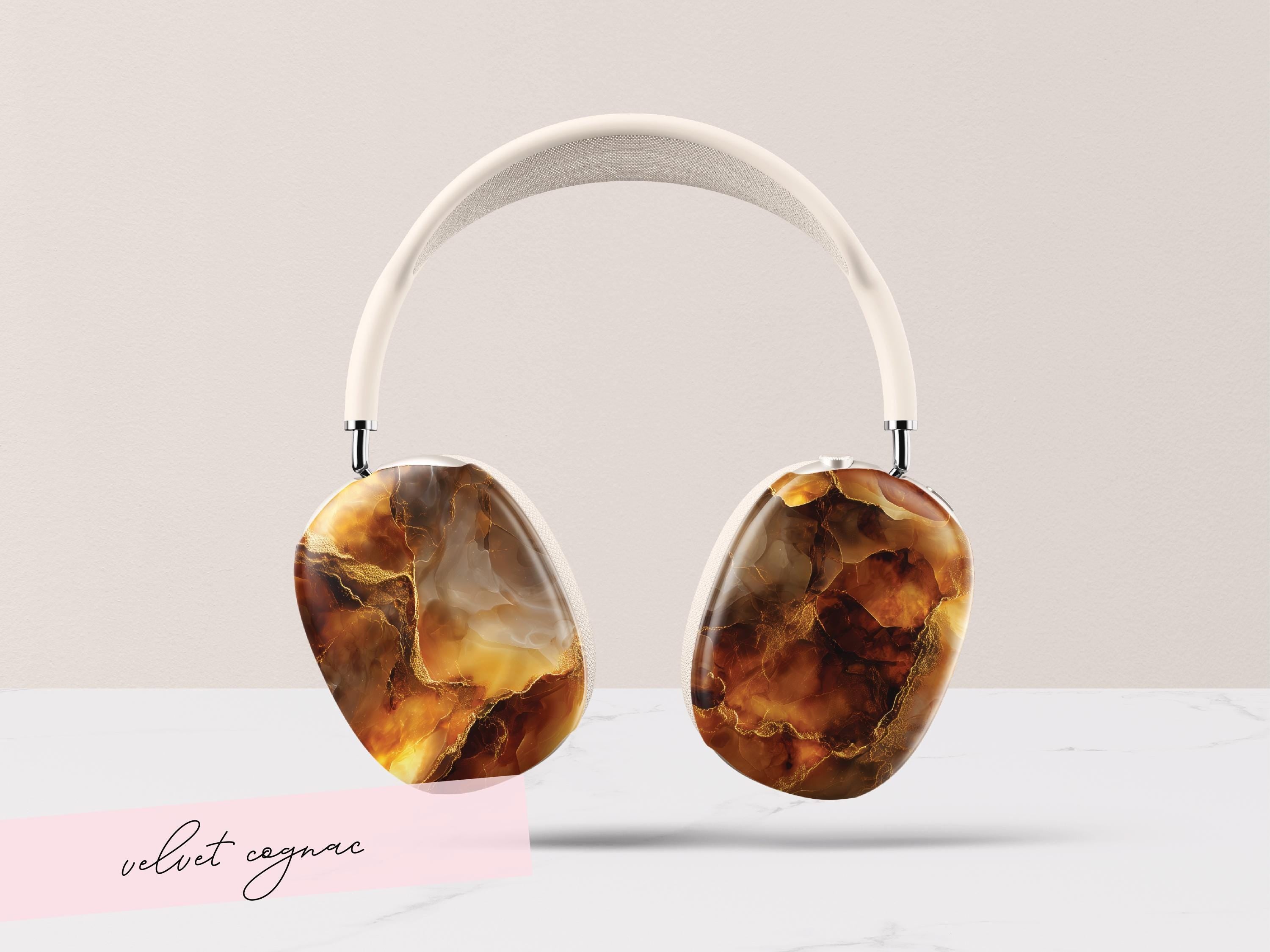 Custom Headphone Cover Tortoiseshell AirPod Max Case Personalized Gift for Guy Black Marble Design Style Accessory Classic Present for Him