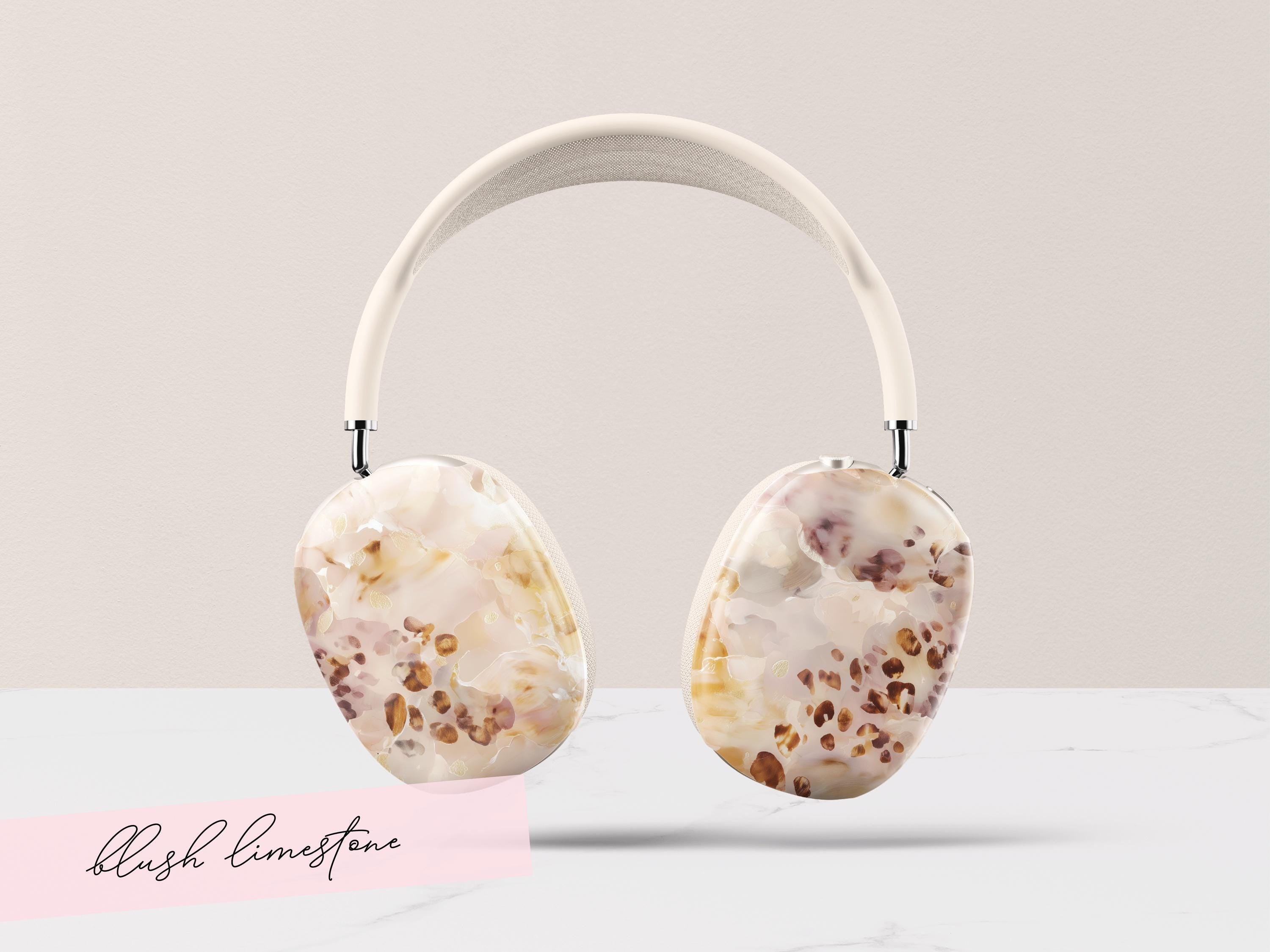 Blush Tortoiseshell Airpod Max Case Cover Neutral Marble Headphones Shell Aesthetic Protective Snap On Accessory Gift For Women Music Lovers - Charles Alex