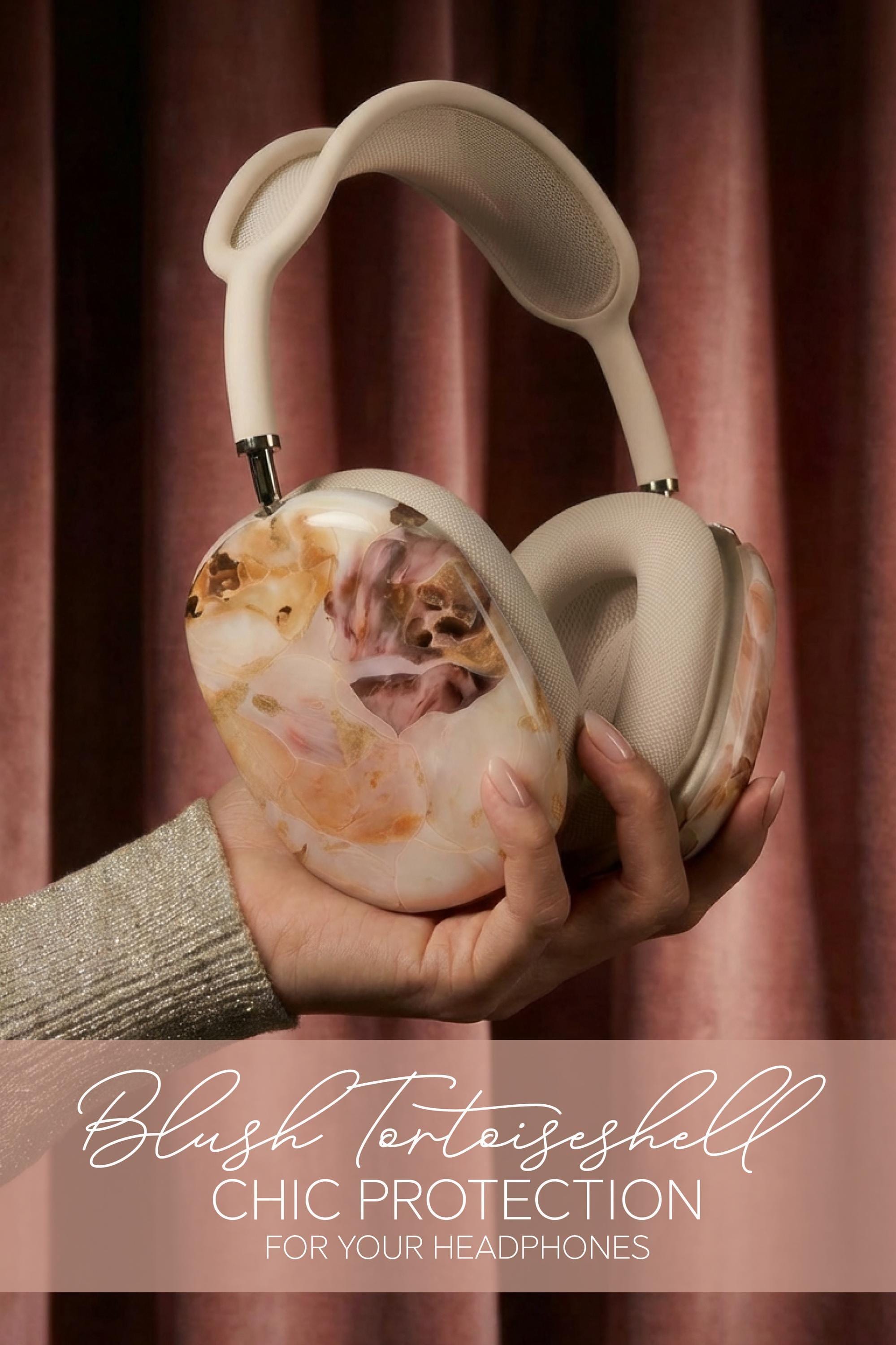 Blush Tortoiseshell Airpod Max Case Cover Neutral Marble Headphones Shell Aesthetic Protective Snap On Accessory Gift For Women Music Lovers - Charles Alex