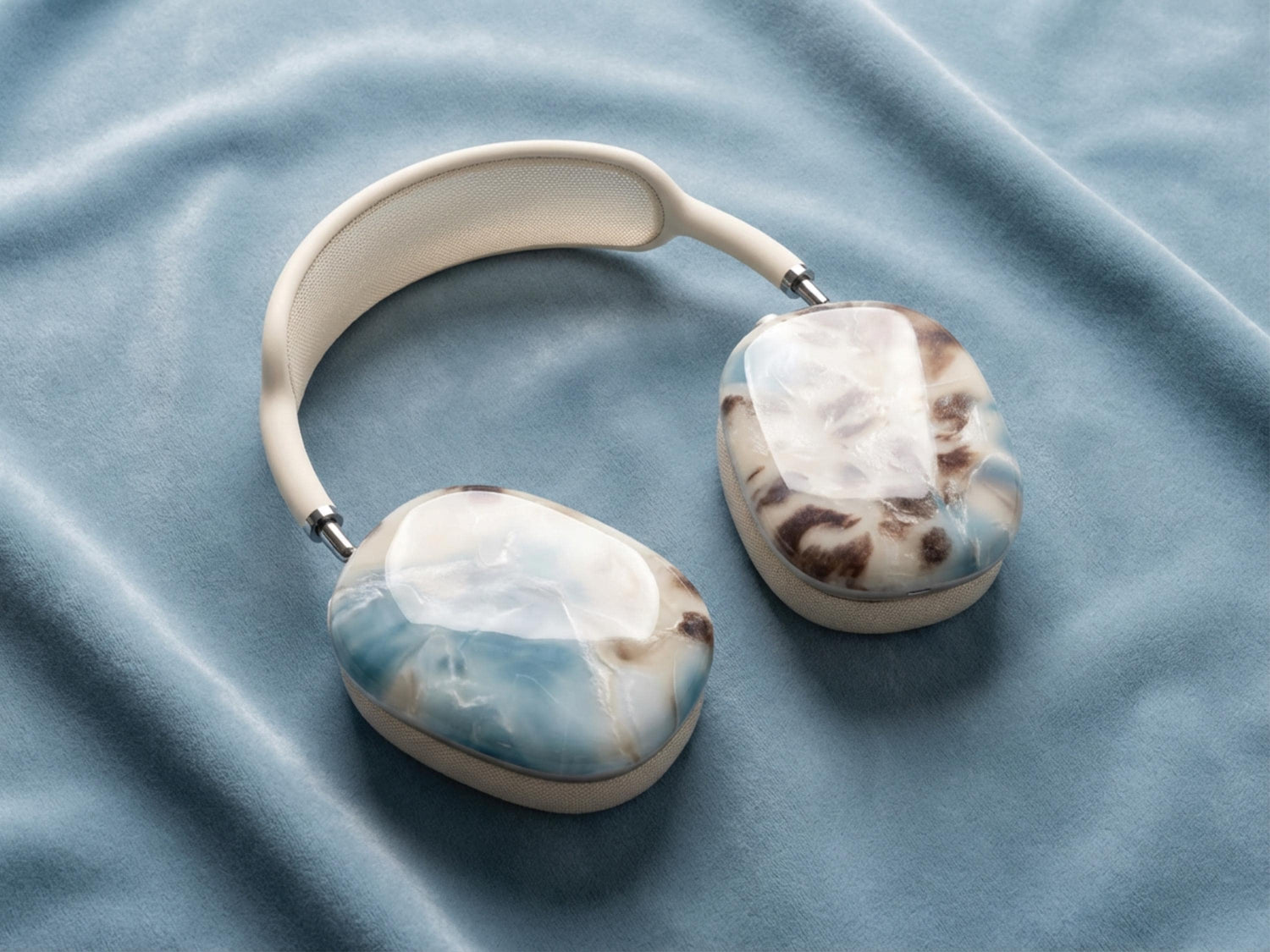 Powder Blue Tortoiseshell AirPods Max Case Personalized Monogram Headphones Cover Luxe Travel Tech Accessory Protective Shell Gift For Her - Charles Alex