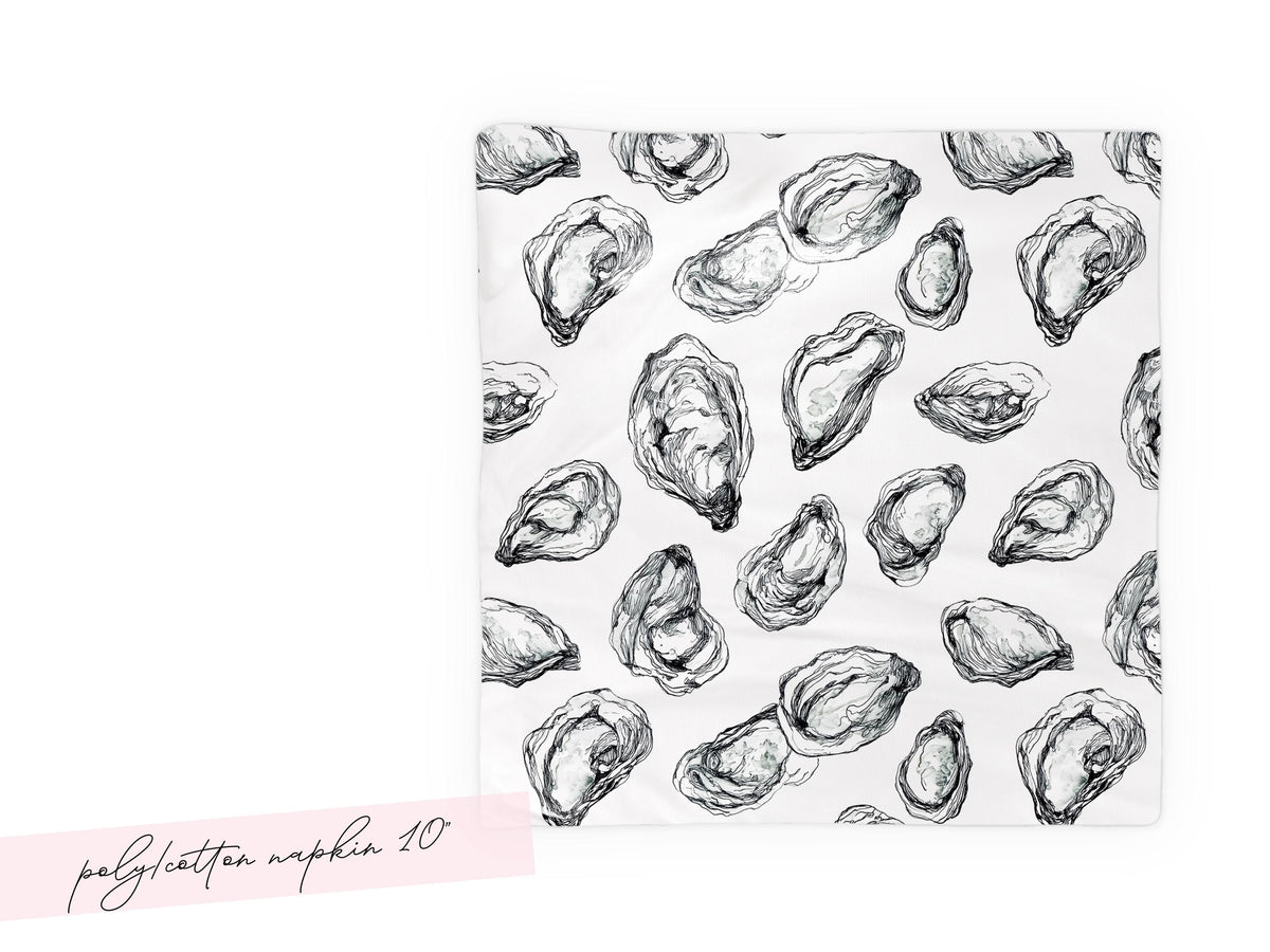 Coastal Oyster Tea Towel Line Art Shell Pattern Cotton Microfiber Kitchen Drying Cloth Absorbent Reusable Decor Housewarming Hostess Gift - Charles Alex