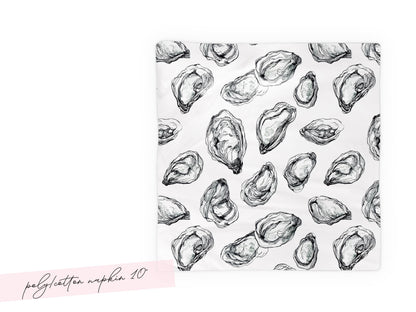 Coastal Oyster Tea Towel Line Art Shell Pattern Cotton Microfiber Kitchen Drying Cloth Absorbent Reusable Decor Housewarming Hostess Gift - Charles Alex