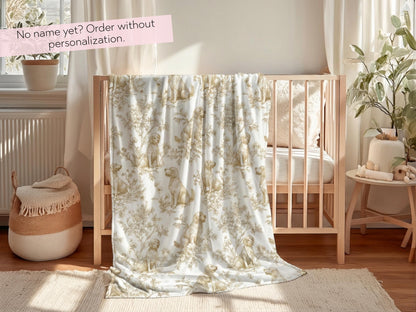 Personalized Golden Retriever Toile Blanket Heirloom Nursery Decor Custom Name Woven Throw Newborn Gift Dog Print Minky Baby Shower Present - Charles Alex