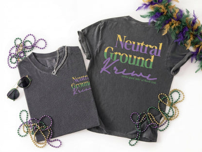 Mardi Gras Shirt Neutral Ground Side Parade Tee Sidewalk Krewe Top Comfort Colors Tshirt New Orleans Local Fat Tuesday Outfit for Girl Group - Charles Alex
