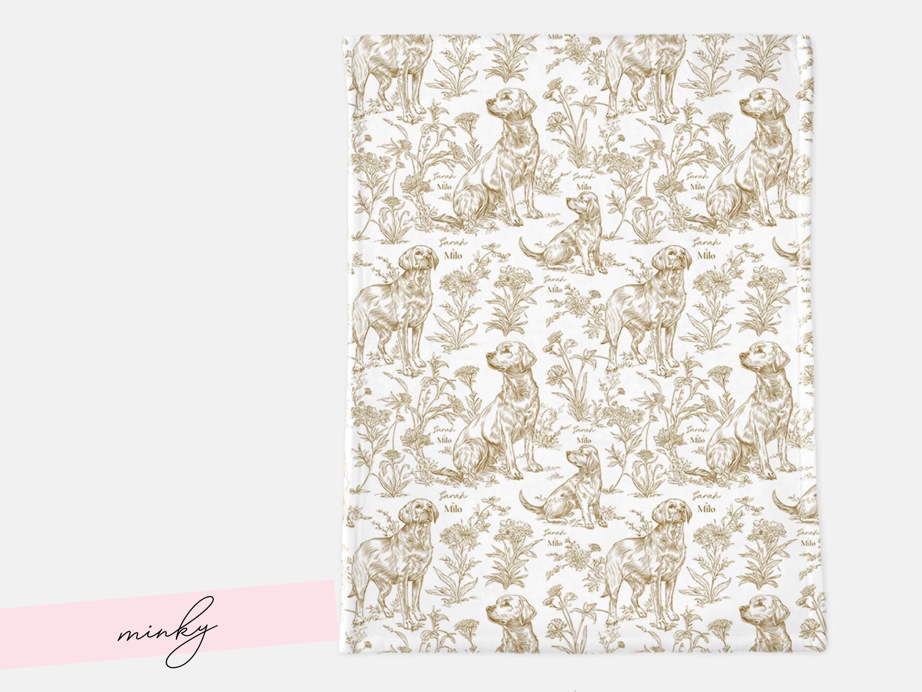 Toile Labrador Retriever Baby Blanket Swaddle Personalized Set Custom Dog Name Floral Yellow Lab Nursery Throw Newborn Photography Prop Gift - Charles Alex