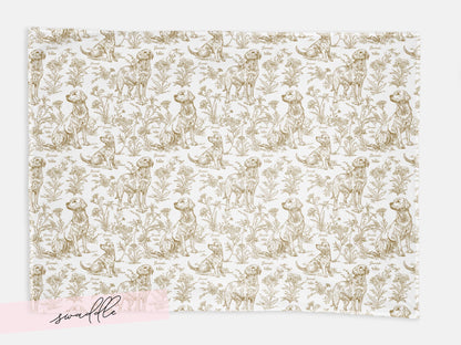 Toile Labrador Retriever Baby Blanket Swaddle Personalized Set Custom Dog Name Floral Yellow Lab Nursery Throw Newborn Photography Prop Gift - Charles Alex