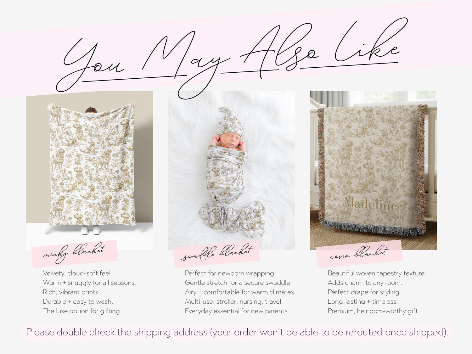 Toile Labrador Retriever Baby Blanket Swaddle Personalized Set Custom Dog Name Floral Yellow Lab Nursery Throw Newborn Photography Prop Gift - Charles Alex