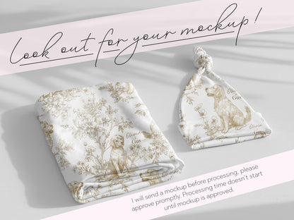 Toile Golden Retriever Swaddle or Minky Blanket - Charles Alex