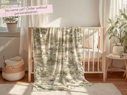 Hunting Nursey Decor Personalized Crib Throw Toile Deer Name Blanket Neutral Woodland Duck Baby Shower Gift Newborn Heirloom Woven Labrador - Charles Alex