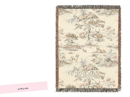 Hunting Nursey Decor Personalized Crib Throw Toile Deer Name Blanket Neutral Woodland Duck Baby Shower Gift Newborn Heirloom Woven Labrador - Charles Alex