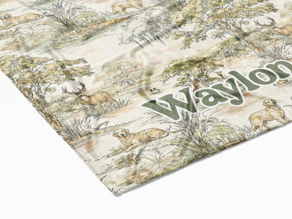 Hunting Nursey Decor Personalized Crib Throw Toile Deer Name Blanket Neutral Woodland Duck Baby Shower Gift Newborn Heirloom Woven Labrador - Charles Alex