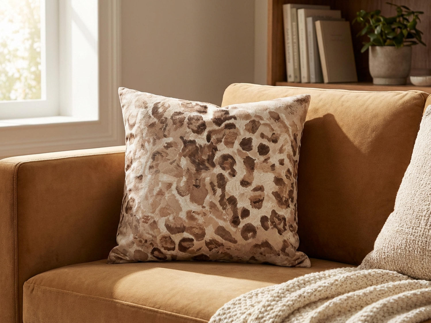 Neutral Leopard Print Pillow and/or Cover - Charles Alex