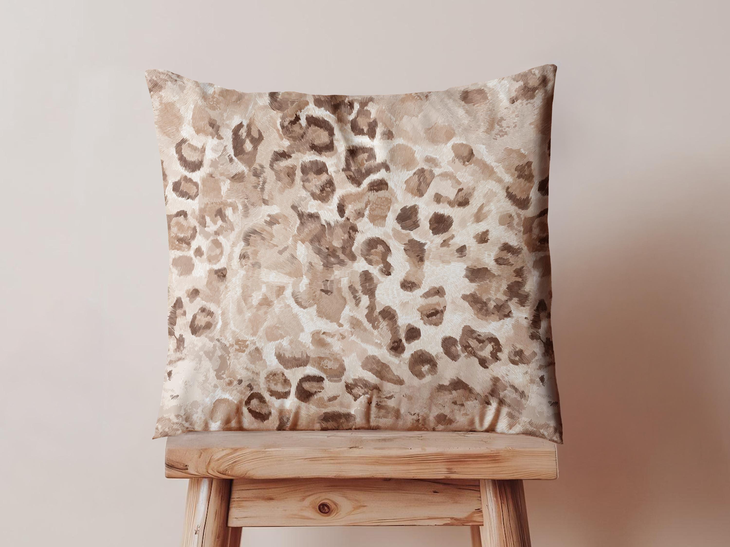 Neutral Leopard Print Pillow and/or Cover - Charles Alex
