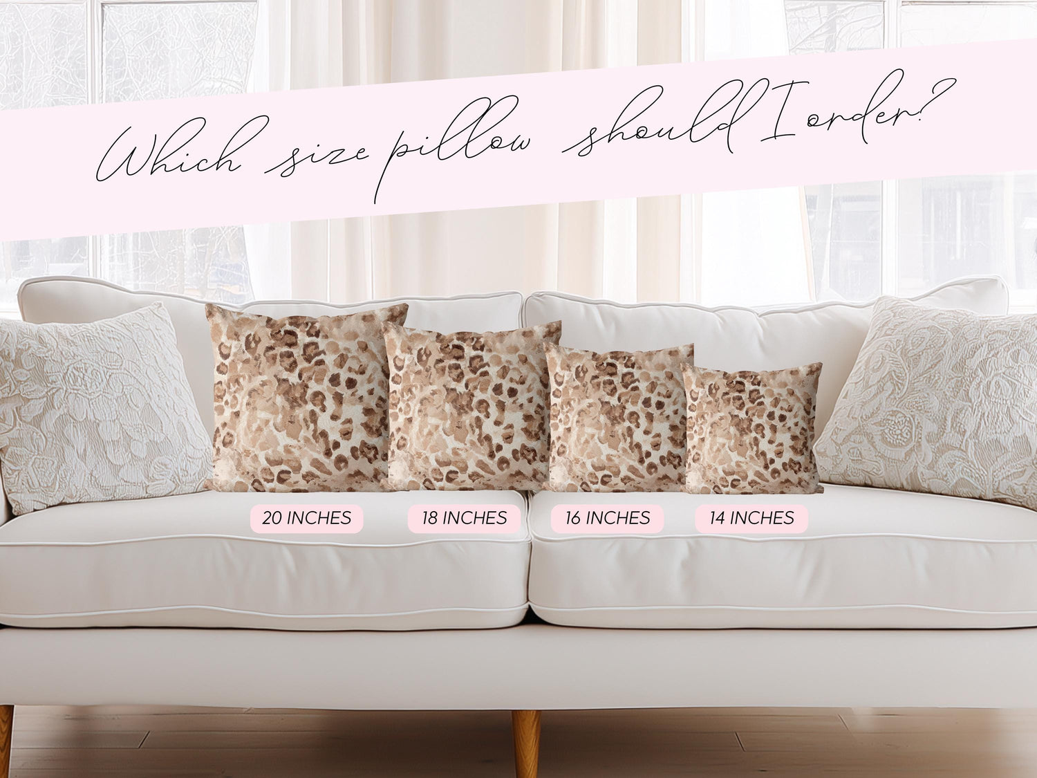 Neutral Leopard Print Pillow and/or Cover - Charles Alex