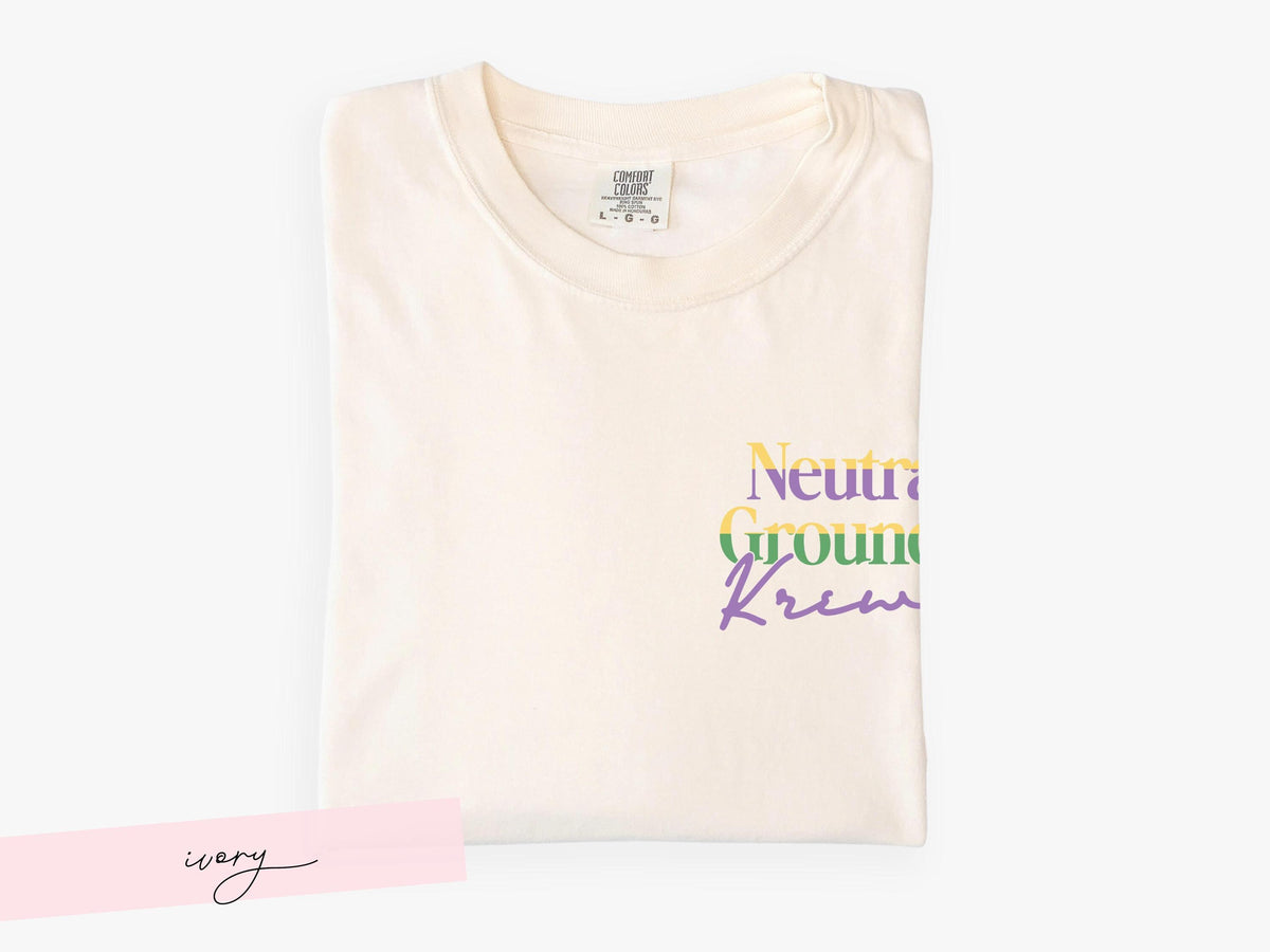 Mardi Gras Shirt Neutral Ground Side Parade Tee Sidewalk Krewe Top Comfort Colors Tshirt New Orleans Local Fat Tuesday Outfit for Girl Group - Charles Alex