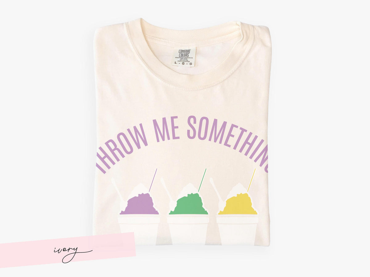 Mardi Gras Snowball Shirt Throw Me Something Cold Mister Comfort Colors Parade Graphic Tee Women Carnival Outfit Gift Vintage Style Unisex - Charles Alex