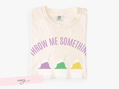 Mardi Gras Snowball Shirt Throw Me Something Cold Mister Comfort Colors Parade Graphic Tee Women Carnival Outfit Gift Vintage Style Unisex - Charles Alex