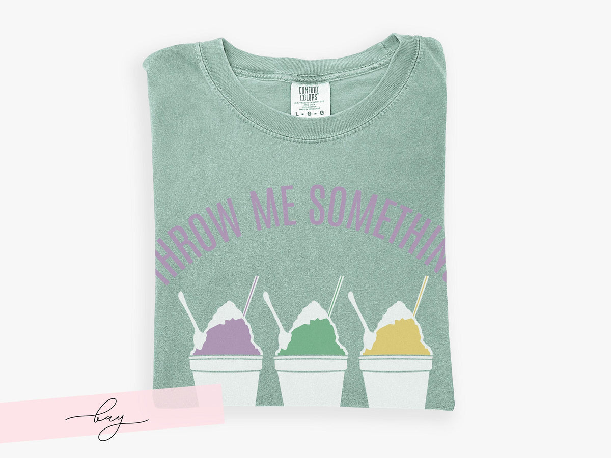 Mardi Gras Snowball Shirt Throw Me Something Cold Mister Comfort Colors Parade Graphic Tee Women Carnival Outfit Gift Vintage Style Unisex - Charles Alex