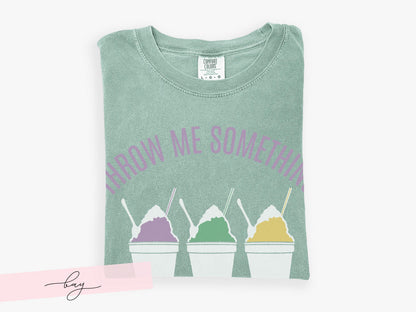 Mardi Gras Snowball Shirt Throw Me Something Cold Mister Comfort Colors Parade Graphic Tee Women Carnival Outfit Gift Vintage Style Unisex - Charles Alex