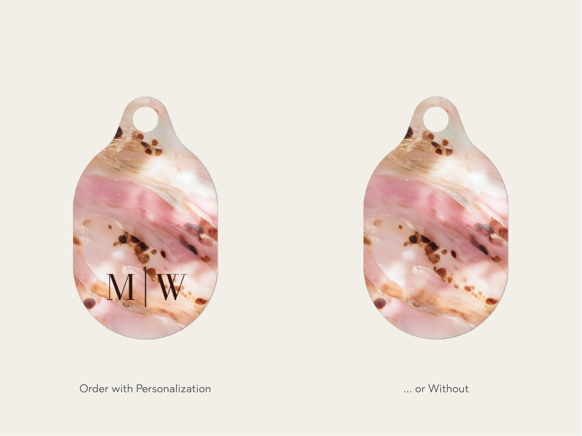 Tortoise Shell AirTag Case Personalized Rose Marble Initial Keychain Holder Chic Luggage Backpack Purse Accessory Gift For Her Travel Keys - Charles Alex