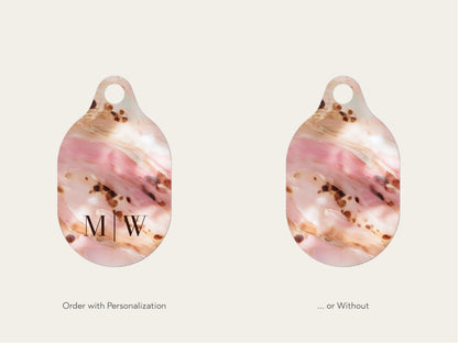 Tortoise Shell AirTag Case Personalized Rose Marble Initial Keychain Holder Chic Luggage Backpack Purse Accessory Gift For Her Travel Keys - Charles Alex