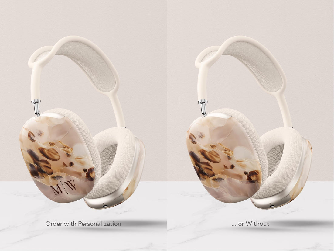 Custom Tortoiseshell AirPods Max Cover Personalized Monogram Skin Protective Ear Cups Headphone Case Gift Idea Travel Accessory for Her - Charles Alex