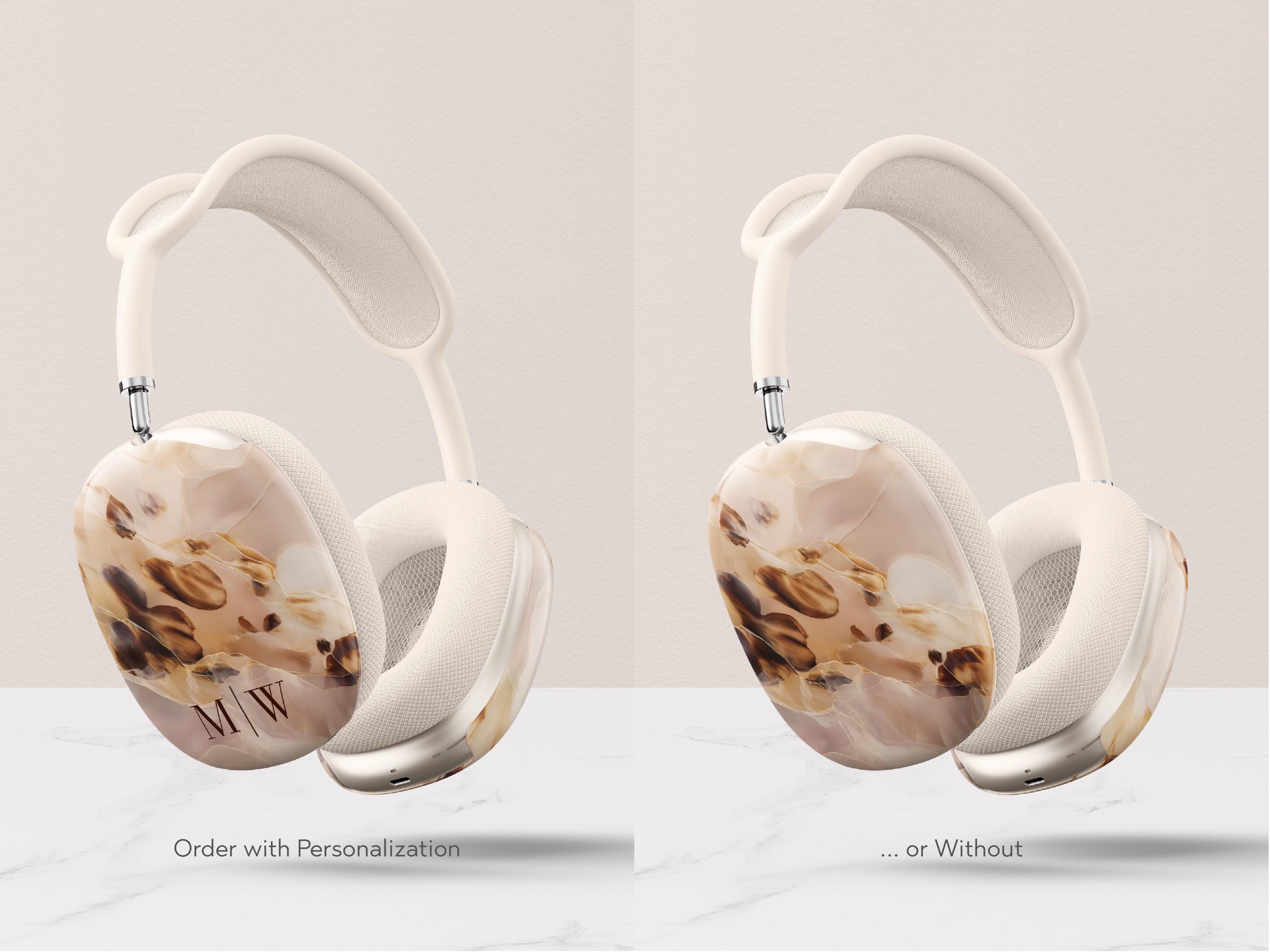 Custom Tortoiseshell AirPods Max Cover Personalized Monogram Skin Protective Ear Cups Headphone Case Gift Idea Travel Accessory for Her - Charles Alex