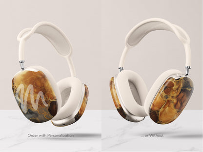 Custom Headphone Cover Tortoiseshell AirPod Max Case Personalized Gift for Guy Black Marble Design Style Accessory Classic Present for Him