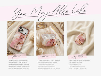 Pink Tortoise Shell AirPods Max Covers Personalized Initial Monogram Headphone Protective Case Feminine Aesthetic Accessory Gift For Her - Charles Alex