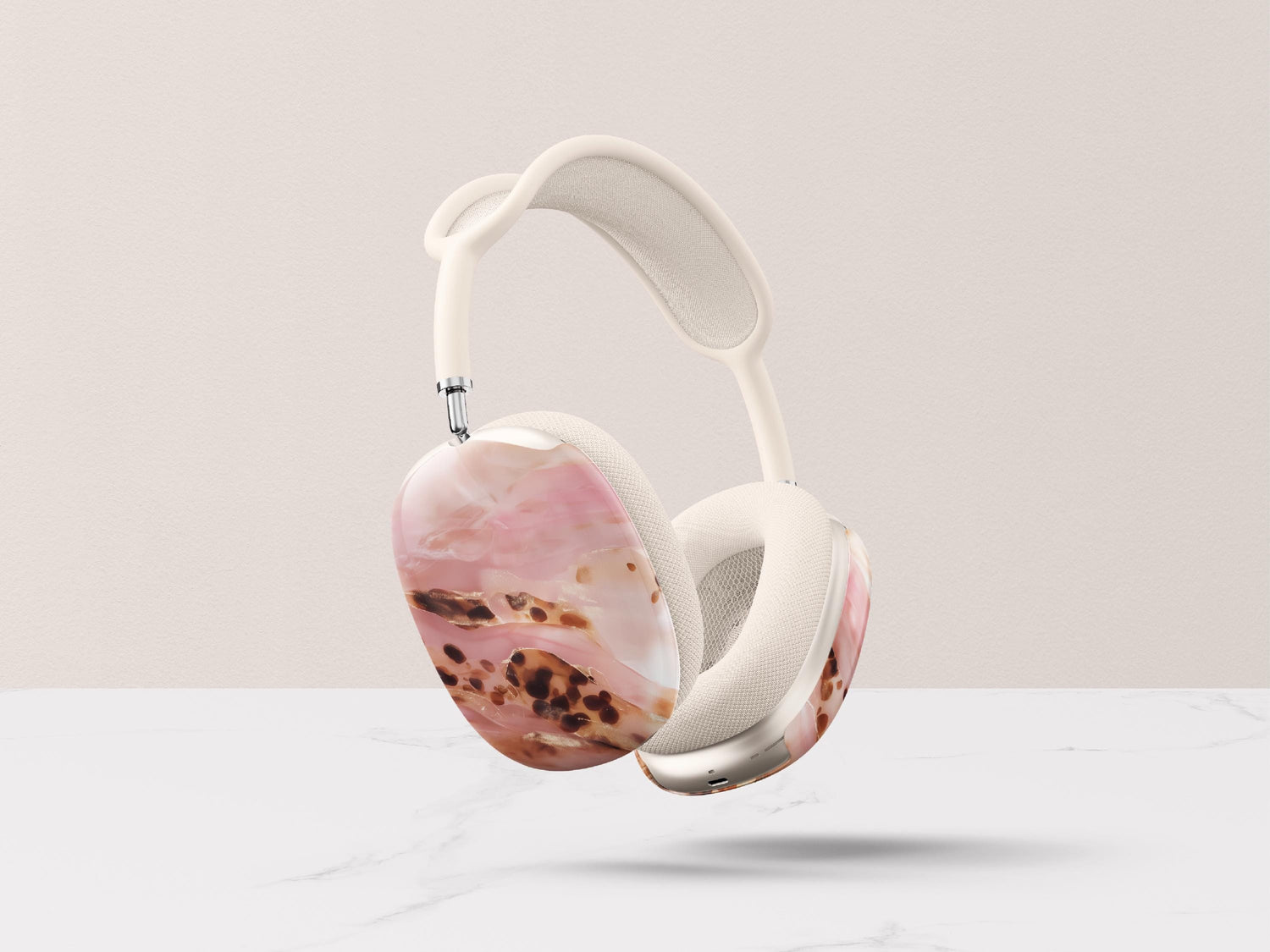 Pink Tortoise Shell AirPods Max Covers Personalized Initial Monogram Headphone Protective Case Feminine Aesthetic Accessory Gift For Her - Charles Alex