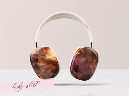 Custom Headphone Cover Tortoiseshell AirPod Max Case Personalized Gift for Guy Black Marble Design Style Accessory Classic Present for Him