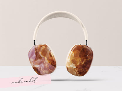 Custom Headphone Cover Tortoiseshell AirPod Max Case Personalized Gift for Guy Black Marble Design Style Accessory Classic Present for Him