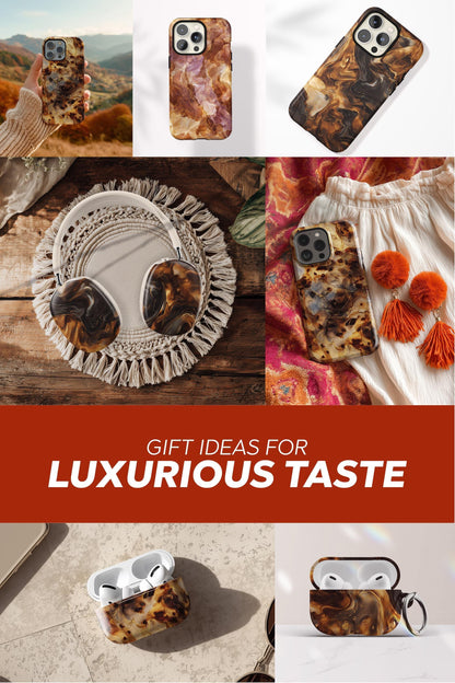 Tortoise Shell AirPod Max Case Custom Headphone Cover Personalized Gift for Her Brown Marble Design Style Accessory Elegant Present for Wife