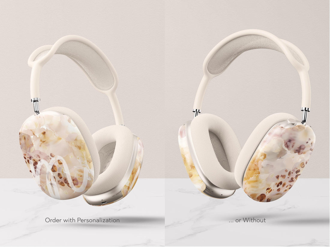 Blush Tortoiseshell Airpod Max Case Cover Neutral Marble Headphones Shell Aesthetic Protective Snap On Accessory Gift For Women Music Lovers - Charles Alex