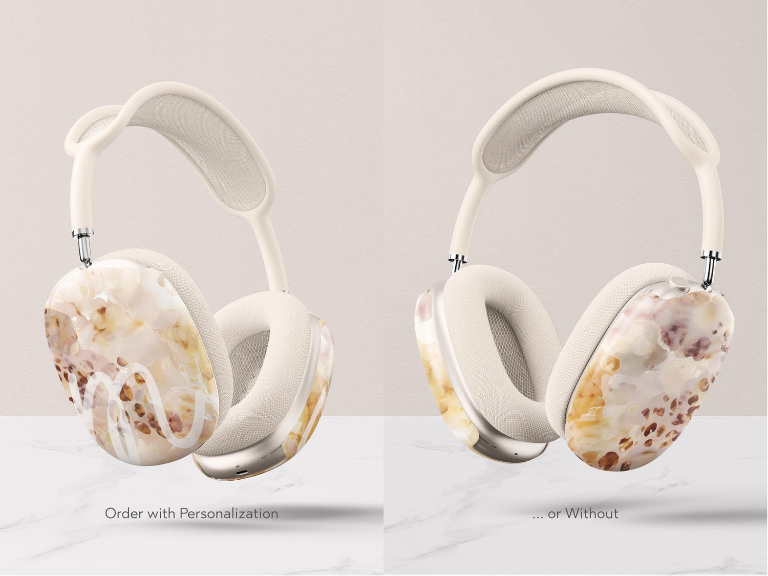 Blush Tortoiseshell Airpod Max Case Cover Neutral Marble Headphones Shell Aesthetic Protective Snap On Accessory Gift For Women Music Lovers - Charles Alex