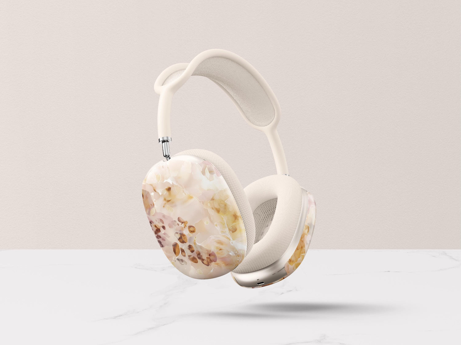Blush Tortoiseshell Airpod Max Case Cover Neutral Marble Headphones Shell Aesthetic Protective Snap On Accessory Gift For Women Music Lovers - Charles Alex