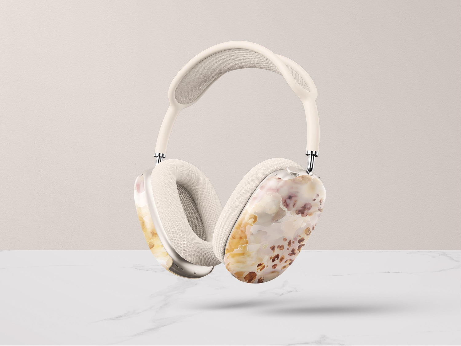 Blush Tortoiseshell Airpod Max Case Cover Neutral Marble Headphones Shell Aesthetic Protective Snap On Accessory Gift For Women Music Lovers - Charles Alex