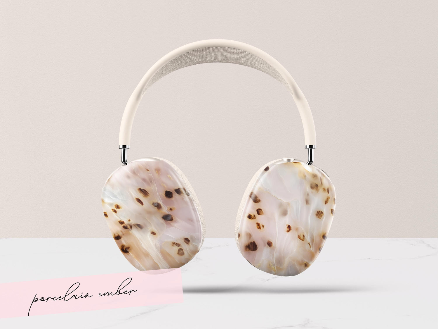 Blush Tortoiseshell Airpod Max Case Cover Neutral Marble Headphones Shell Aesthetic Protective Snap On Accessory Gift For Women Music Lovers - Charles Alex