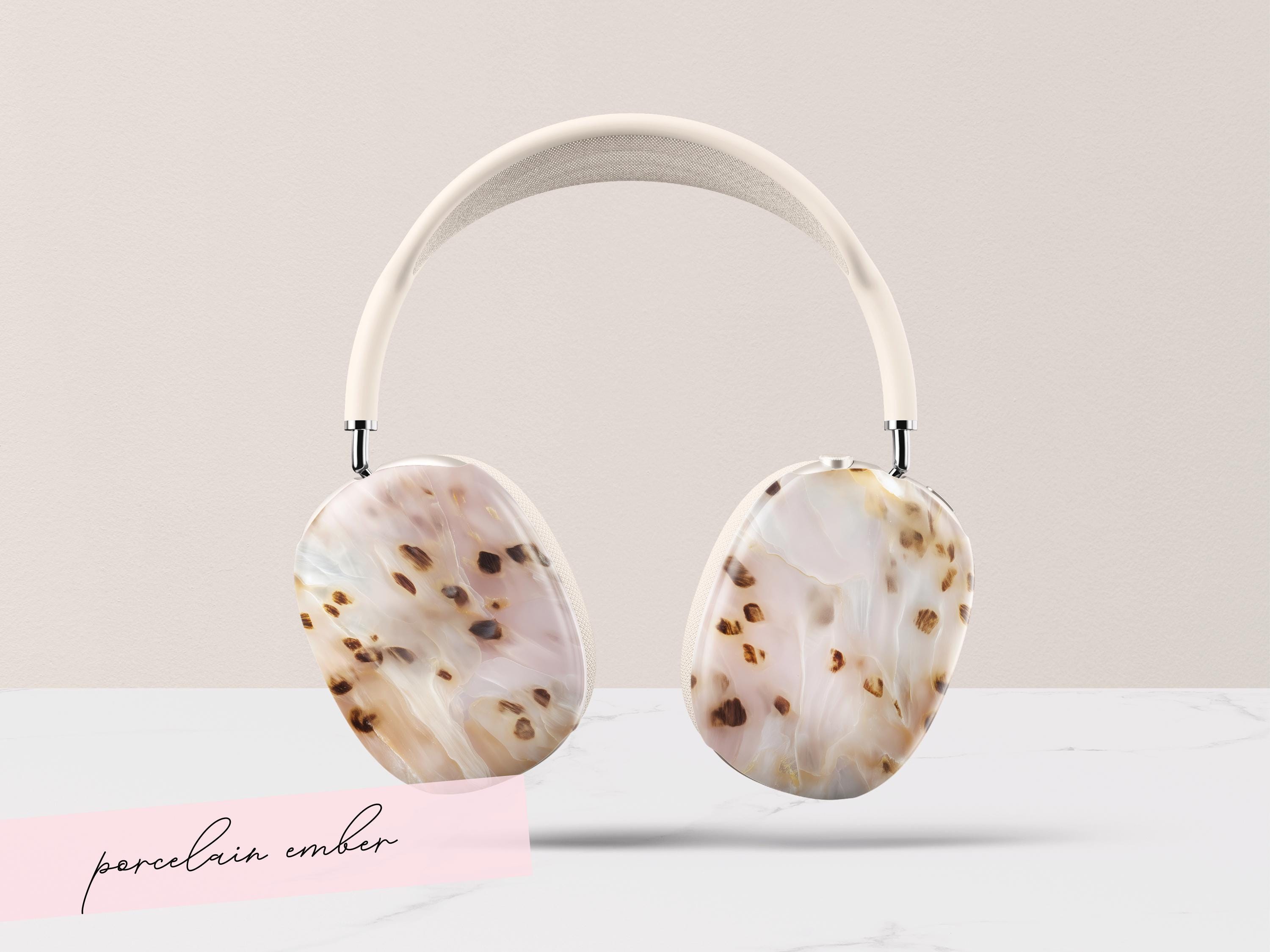 Blush Tortoiseshell Airpod Max Case Cover Neutral Marble Headphones Shell Aesthetic Protective Snap On Accessory Gift For Women Music Lovers - Charles Alex