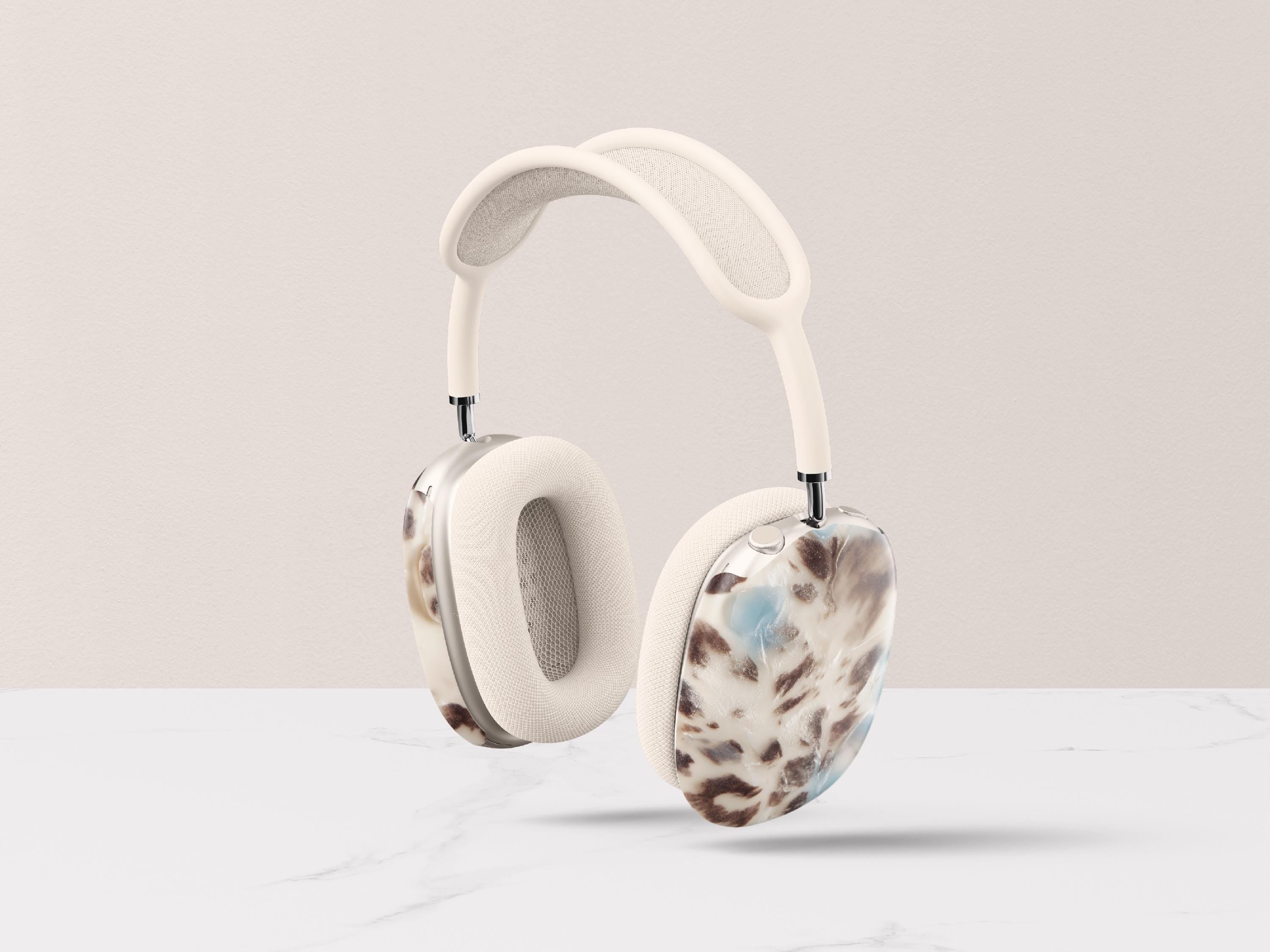 Powder Blue Tortoiseshell AirPods Max Case Personalized Monogram Headphones Cover Luxe Travel Tech Accessory Protective Shell Gift For Her - Charles Alex