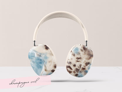 Powder Blue Tortoiseshell AirPods Max Case Personalized Monogram Headphones Cover Luxe Travel Tech Accessory Protective Shell Gift For Her - Charles Alex