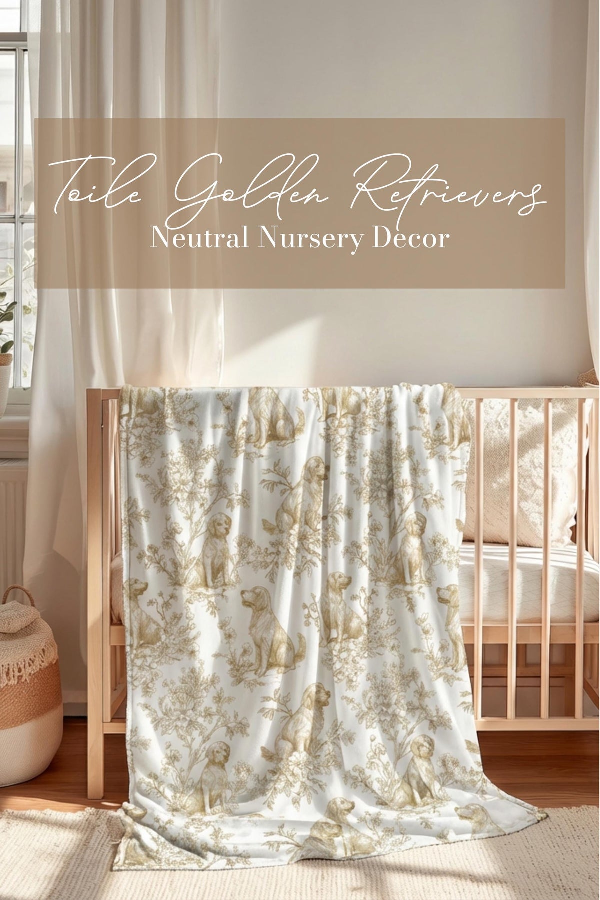Personalized Golden Retriever Toile Blanket Heirloom Nursery Decor Custom Name Woven Throw Newborn Gift Dog Print Minky Baby Shower Present - Charles Alex