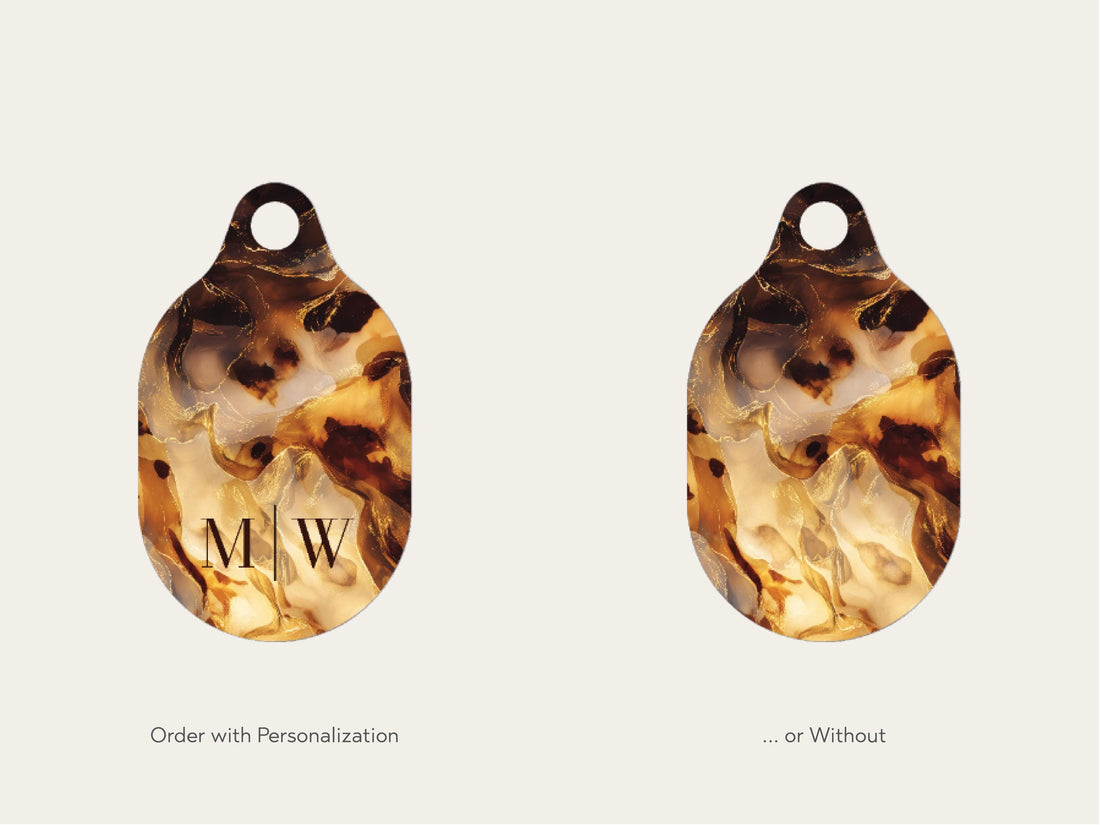 Custom Initials Tortoiseshell Apple AirTag Holder Keychain Personalized Protective Cover Find Bag Luggage Keys Purse Gift For Her Accessory - Charles Alex