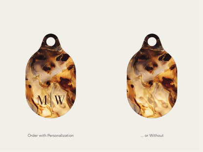 Custom Initials Tortoiseshell Apple AirTag Holder Keychain Personalized Protective Cover Find Bag Luggage Keys Purse Gift For Her Accessory - Charles Alex
