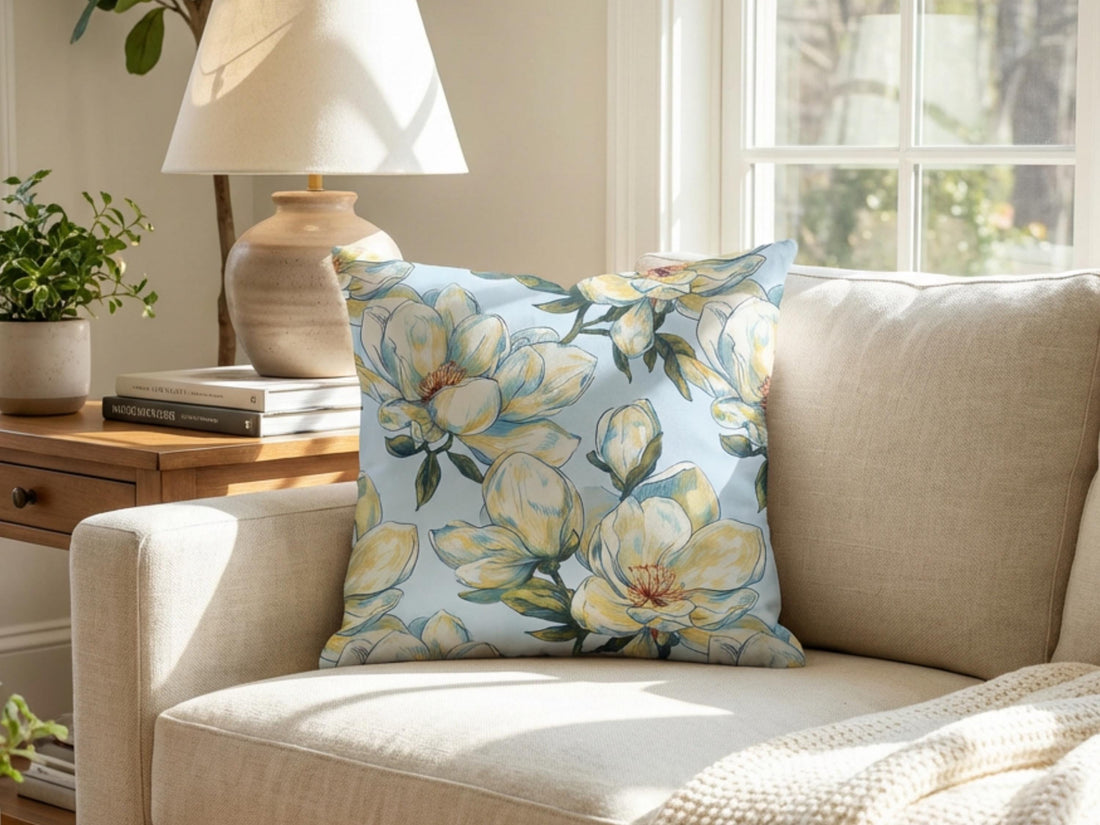 Magnolia Floral Throw Pillow and/or Cover