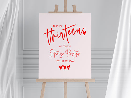 Thirteen Hearts Red & Pink Welcome Sign - Charles Alex