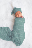 Baby Name Swaddle Blanket Sage Green - Charles Alex