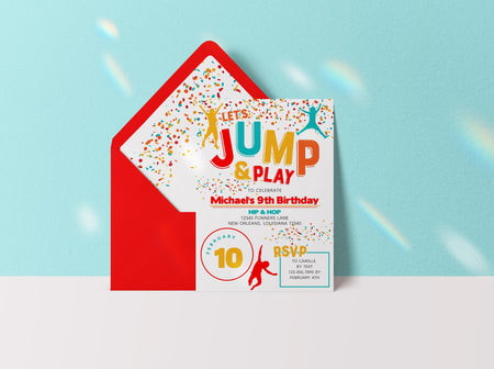 Jump Birthday Invitation Confetti - Neon