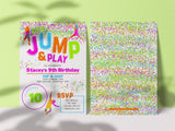 Jump Birthday Invitation Confetti - Neon - Charles Alex